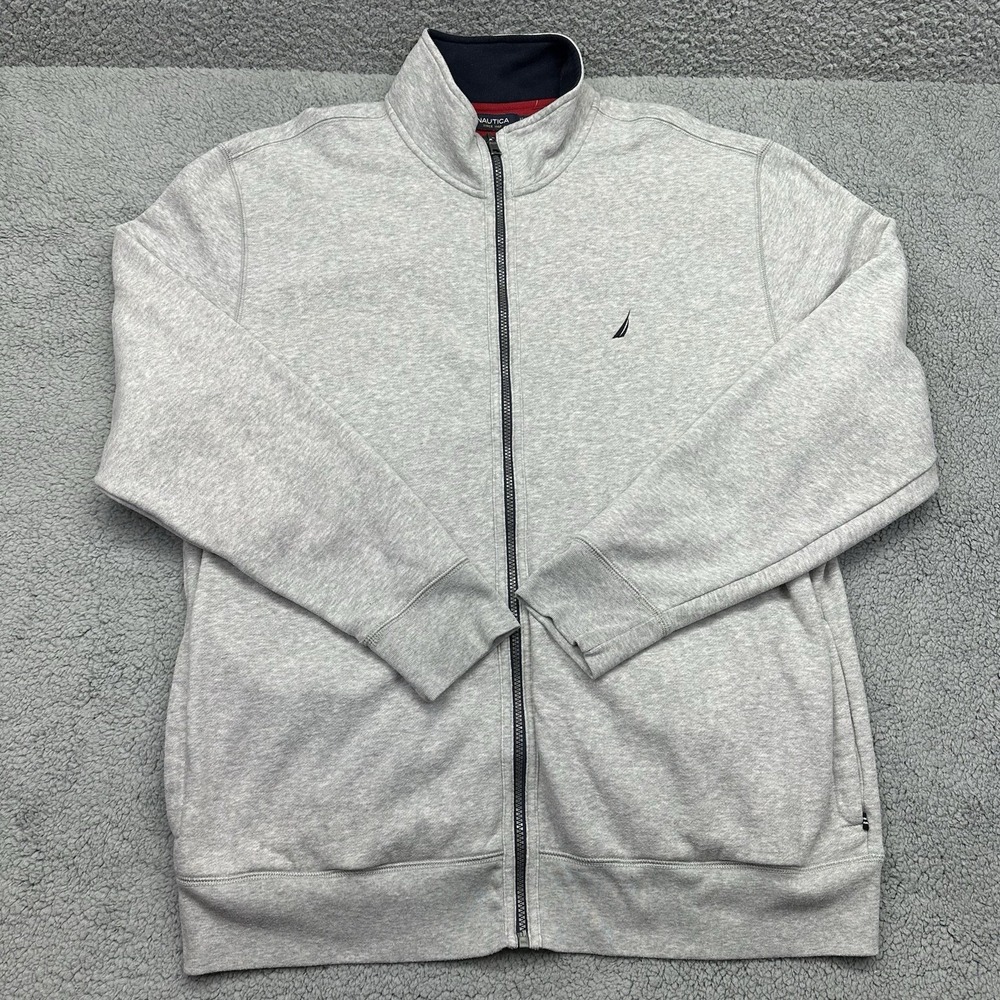 Nautica KM3242 Mens XXL VDR D27 313 Gray Full Zip Cotton/Polyester Fleece Jacket